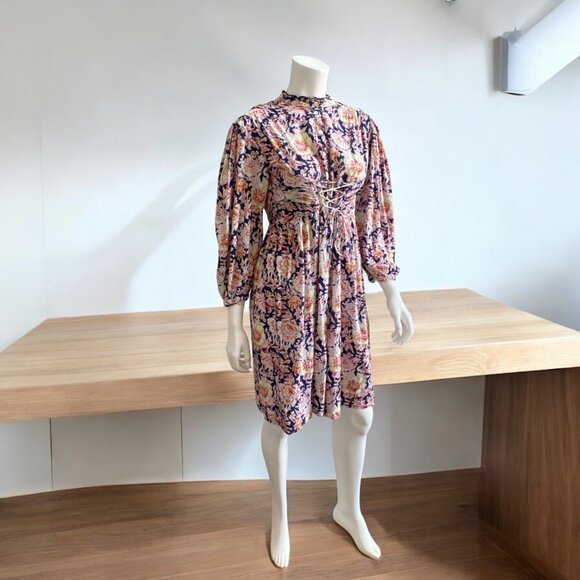 ANTIK BATIK Andre Floral Cotton Mini Long Sleeve Dress , size Extra Small - Picture 2 of 15